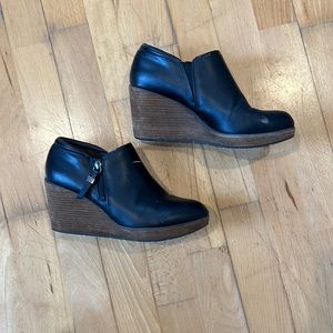 Dr Scholls black wood wedges boots Womens 8.5